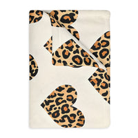 Velveteen Microfiber Blanket, Leopard Print Heart Throw, Cozy Bedding, Animal Lover Gift, Double-sided Couch Cover, Home Decor Accent