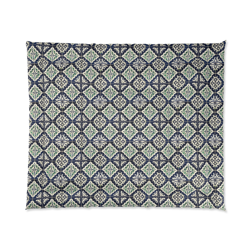 Navy Blue Patterned Comforter, Cozy Bedding for Home Decor, Stylish Bedroom Upgrade, Perfect for Fall and Winter