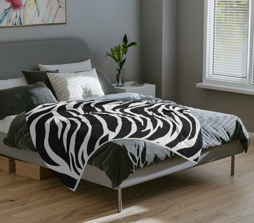 Black and White | Zebra Lines Velveteen Microfiber Blanket