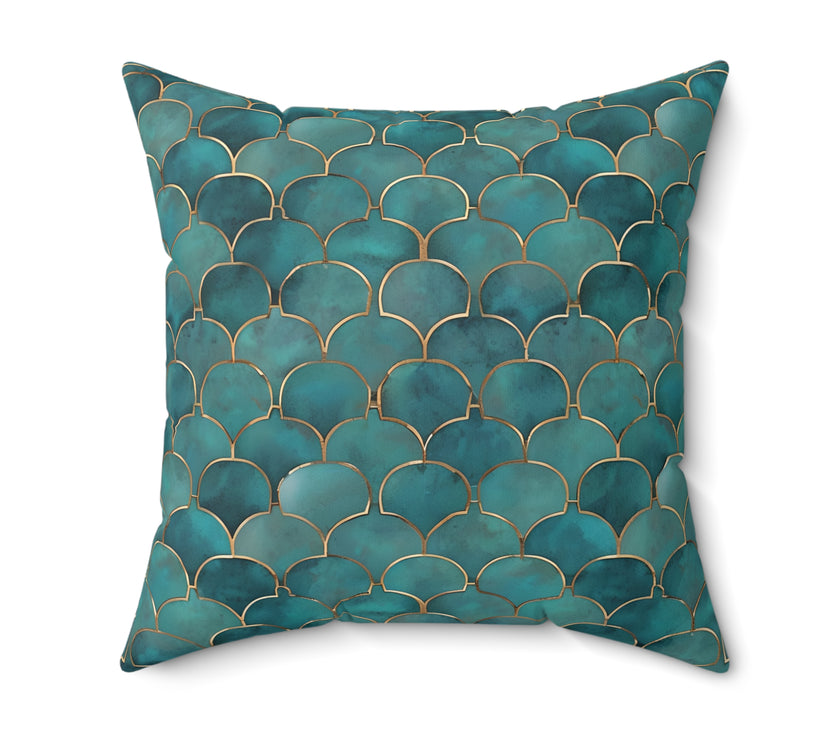 Green | Blue Faux Suede Square Pillow