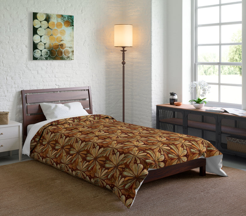 Bohemian Floral Comforter - Cozy Bedding for Home Decor, Artistic Bedroom Makeover, Perfect Gift for Housewarming, Fall Decor, Boho Vibes
