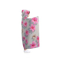 Cozy Floral Hooded Blanket, Warm Blanket, Gift for Her, Flower Blanket, Pink Floral Wrap, Cute Throw for Home