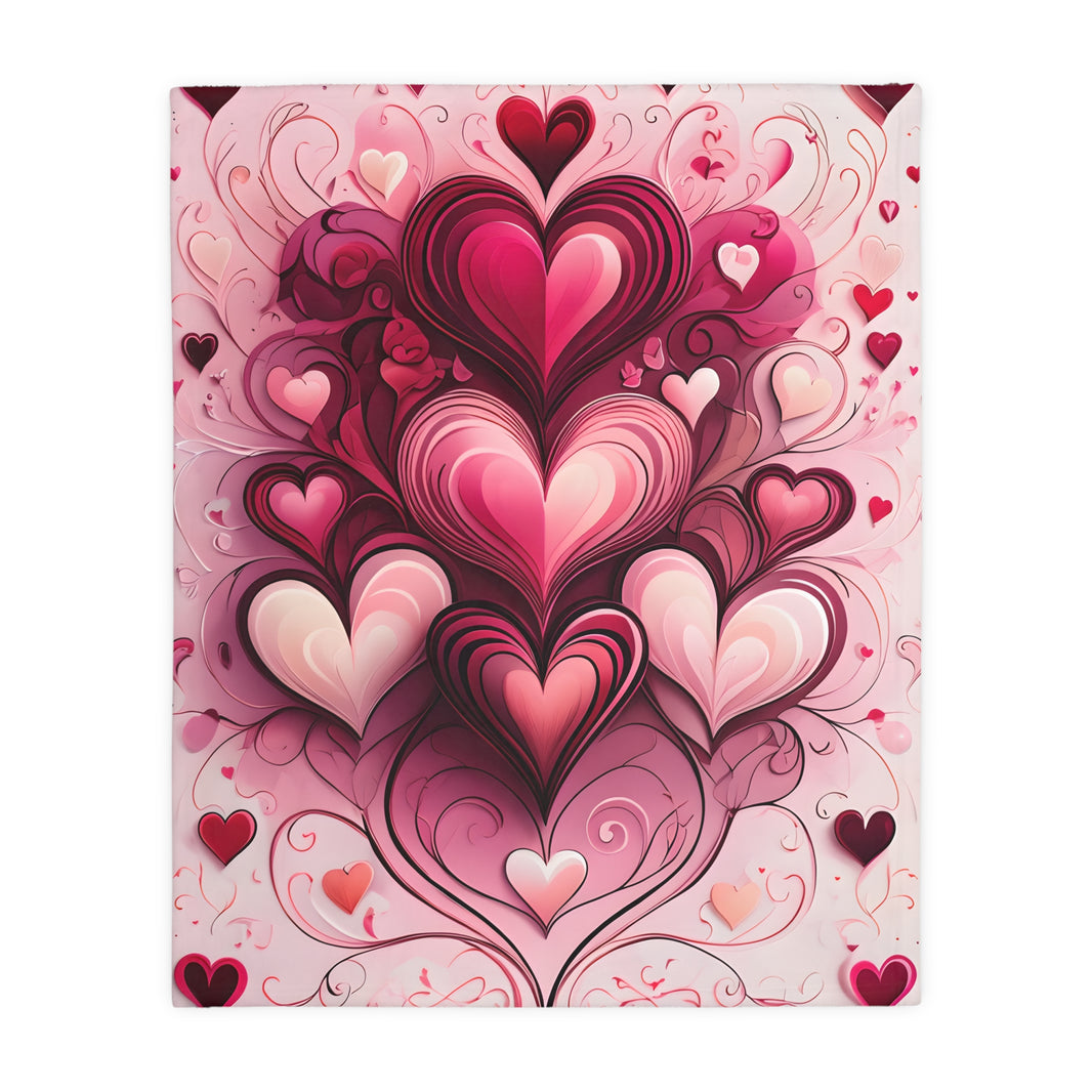 Pink Hearts Velveteen Microfiber Blanket (Two-sided print), Pink Girls Blanket, Daughter's Blanket, Pink throw, Daughter's birthday gift