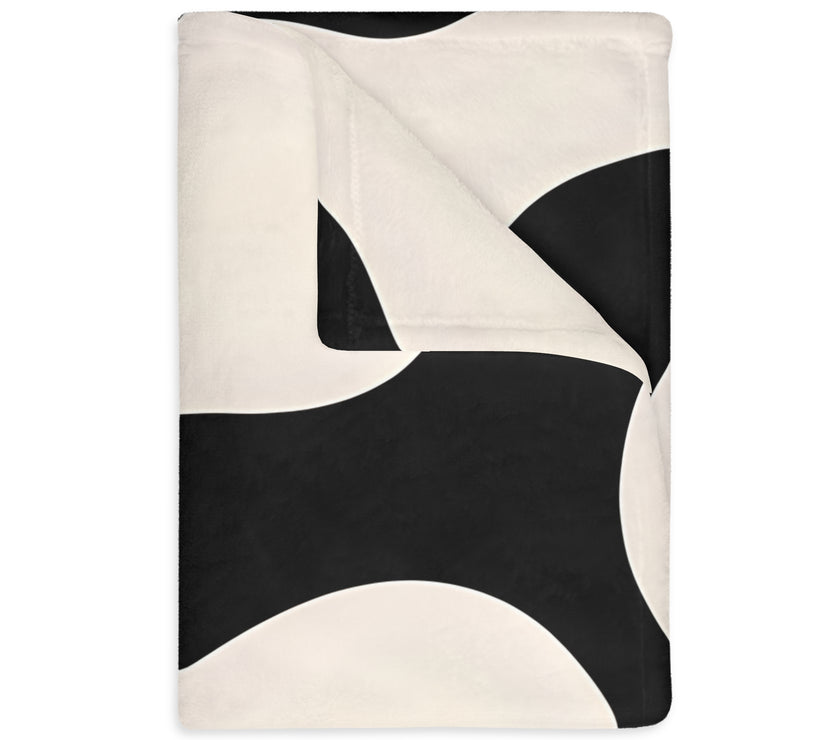 Black and White Velveteen Microfiber Blanket (Two-sided print)