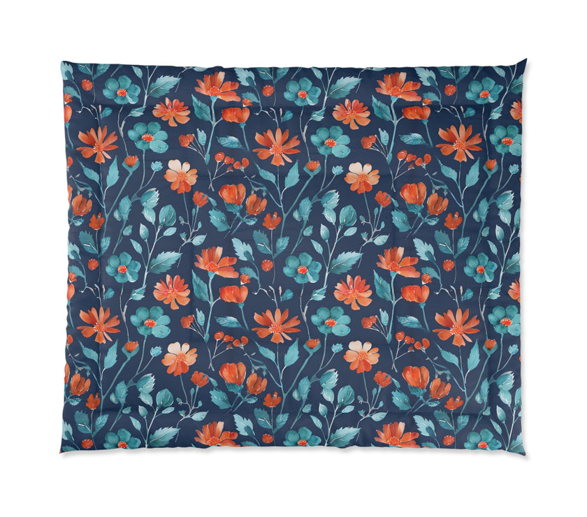 Floral Pattern Comforter, Cozy Home Decor, Bedroom Essentials, Bohemian Bedding, Nature-Inspired Gift