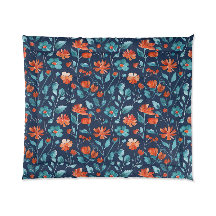 Floral Pattern Comforter, Cozy Home Decor, Bedroom Essentials, Bohemian Bedding, Nature-Inspired Gift