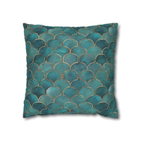 Blue/Green Faux Suede Square Pillowcase