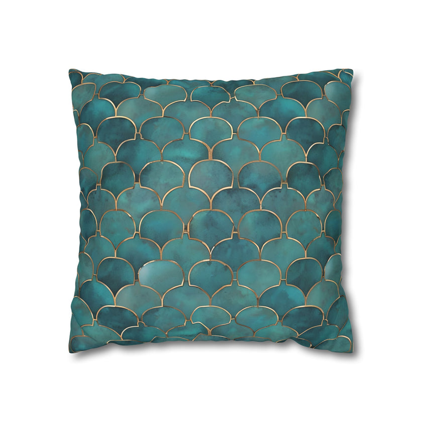 Blue/Green Faux Suede Square Pillowcase