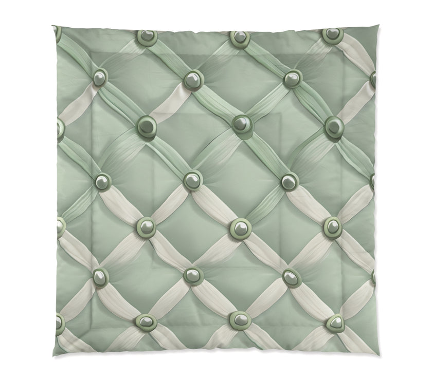 Elegant Green Comforter with Button Design, Cozy Bedding, Soft Home Decor, Modern Bedroom Accents, Perfect Gift for Any Occasion