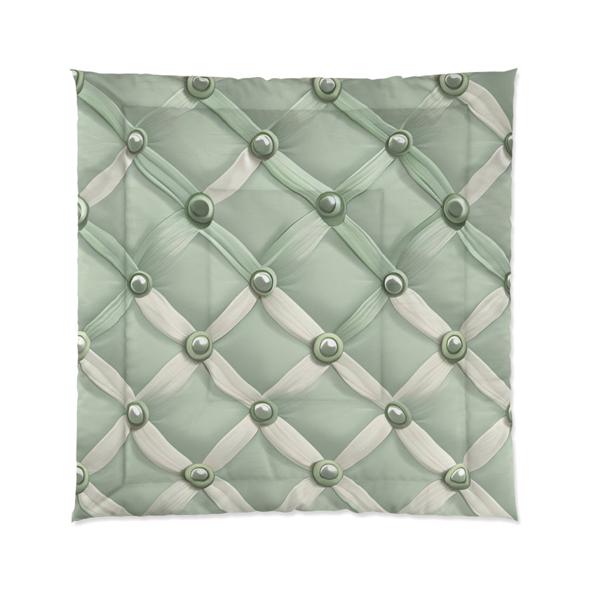 Elegant Green Comforter with Button Design, Cozy Bedding, Soft Home Decor, Modern Bedroom Accents, Perfect Gift for Any Occasion