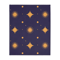 Velveteen Blanket, Geometric Gold Star Two-Sided Print, Cozy Throw, Luxurious Bedding, Soft Couch Cover, Home Decor Accent