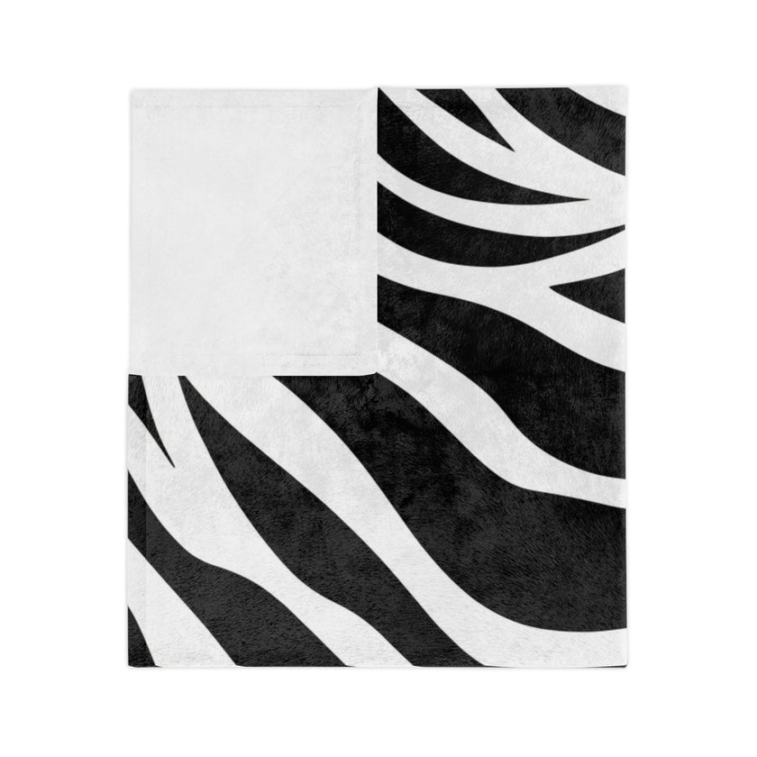 Black and White | Zebra Lines Velveteen Microfiber Blanket