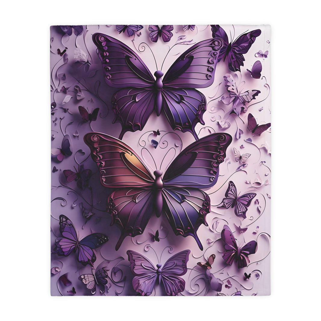 Purple Butterfly Blanket - Ultra Soft Velveteen Microfiber Throw, Reversible Print, Cozy Bedding, Home Decor, Gift for Her, Butterfly Lover,