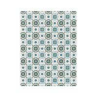 Blue and White Velveteen Microfiber Blanket