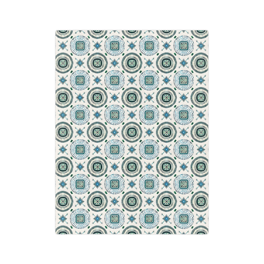 Blue and White Velveteen Microfiber Blanket