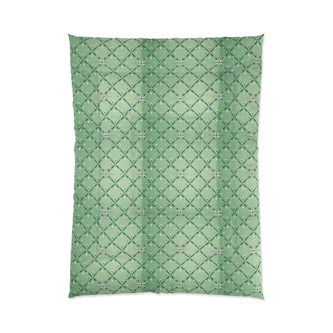 Botanical Green Quilt Comforter, Cozy Floral Pattern Blanket for Bedroom, Spring Decor, Home Warmth, Gift for Her