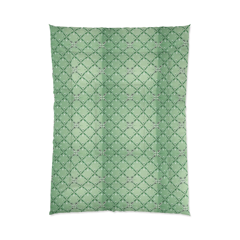 Botanical Green Quilt Comforter, Cozy Floral Pattern Blanket for Bedroom, Spring Decor, Home Warmth, Gift for Her