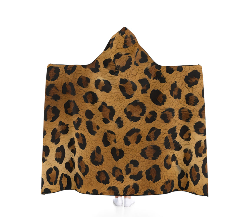Cozy Leopard Print Hooded Blanket, Perfect for Snuggling, Movie Nights, Gifts for Her, Home Decor, Leopard Pattern Blanket