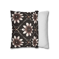 Black Floral Faux Suede Square Pillowcase