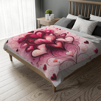 Pink Hearts Velveteen Microfiber Blanket (Two-sided print), Pink Girls Blanket, Daughter's Blanket, Pink throw, Daughter's birthday gift