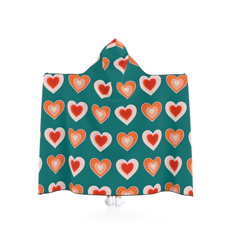 Cozy Heart Pattern Hooded Blanket  Soft and Warm Pullover Throw for Home, Valentines Day, Gift, Love