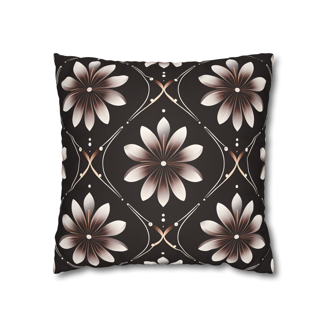 Black Floral Faux Suede Square Pillowcase
