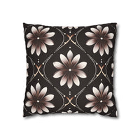 Black Floral Faux Suede Square Pillowcase