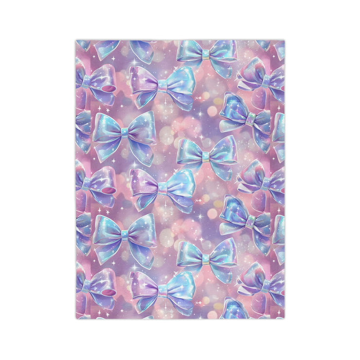 Pink and Purple Bow Velveteen Microfiber Blanket