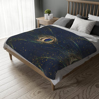 Peacock Feather Velveteen Microfiber Blanket (Two-sided print)