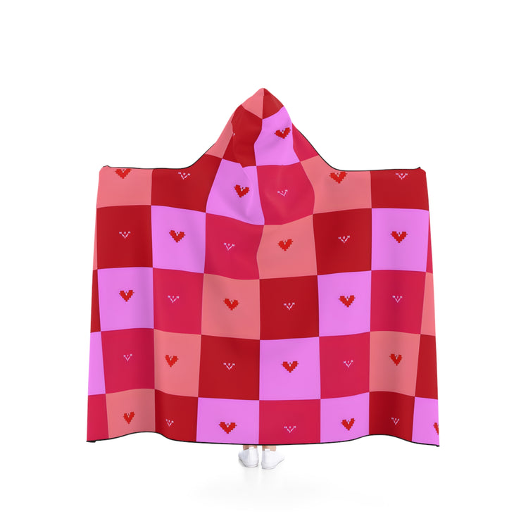 Cozy Valentine's Hooded Blanket, Perfect for Snuggling, Gift for Her, Warm Throw, Heart Pattern, Relaxing Chill Days