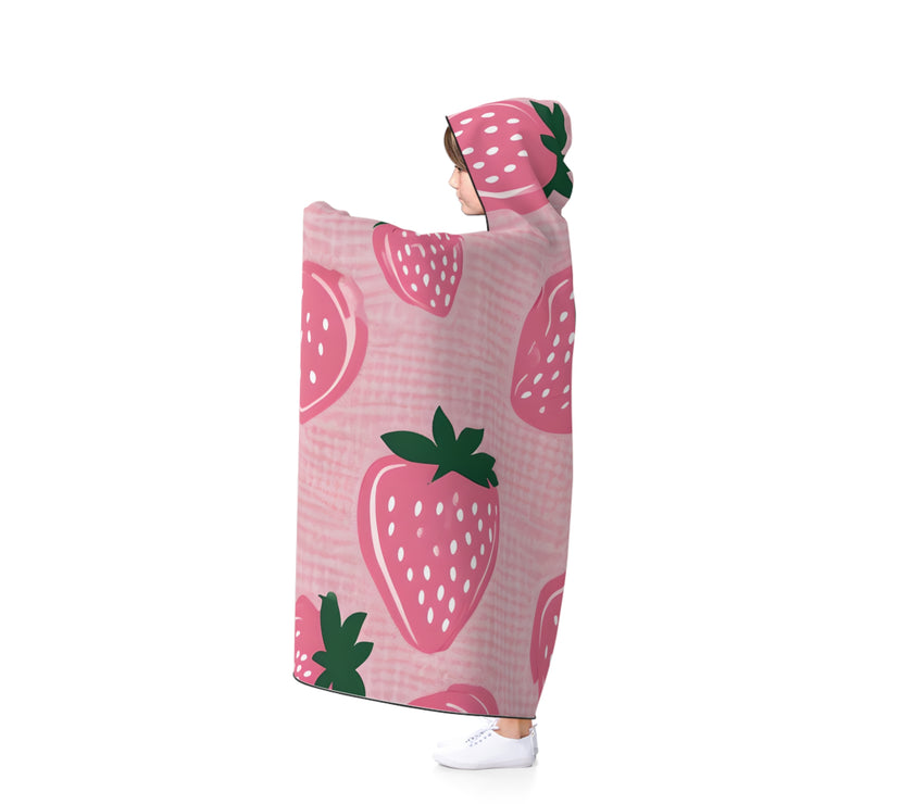 Cozy Strawberry Hooded Blanket, Fun Gift for Kids, Perfect for Lounging, Winter Nights, Strawberry Lovers' Accessory