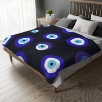 Blue Evil Eye Blanket Velveteen Microfiber Blanket (Two-sided print)