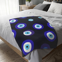 Blue Evil Eye Blanket Velveteen Microfiber Blanket (Two-sided print)