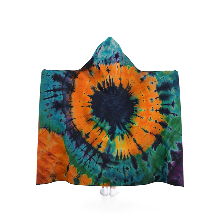 Vibrant Tie-Dye Hooded Blanket, Cozy Throw for Relaxation, Perfect for Camping, Home Decor, Festivals, Gifts