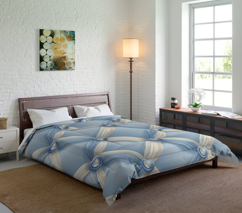 Elegant Blue Satin Comforter, Luxurious Bedding Set, Cozy Home Decor, Stylish Bedroom Essential, Great for Weddings and Anniversaries