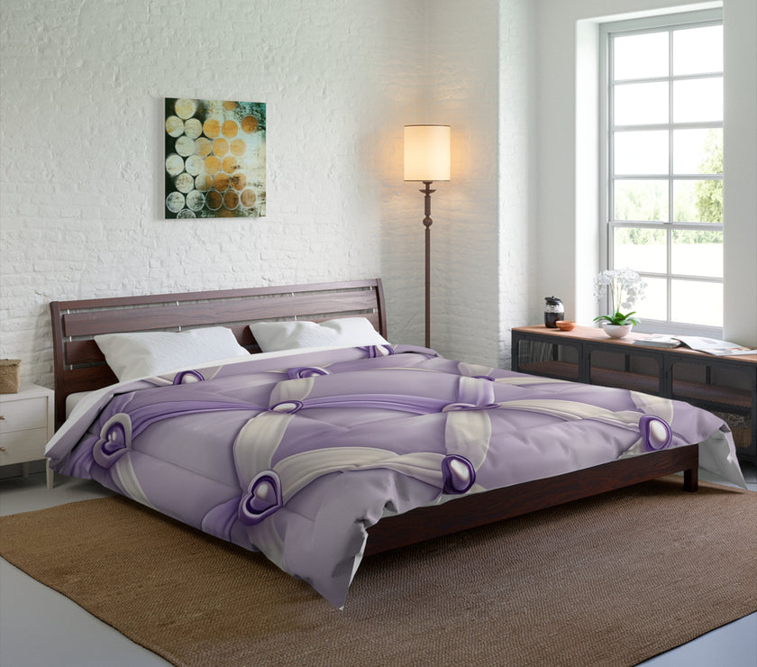 Elegant Lavender Comforter Set, Cozy Bedroom Decor, Stylish Bedding, Wedding Gift, Home Sweet Home, Light Purple Bedspread