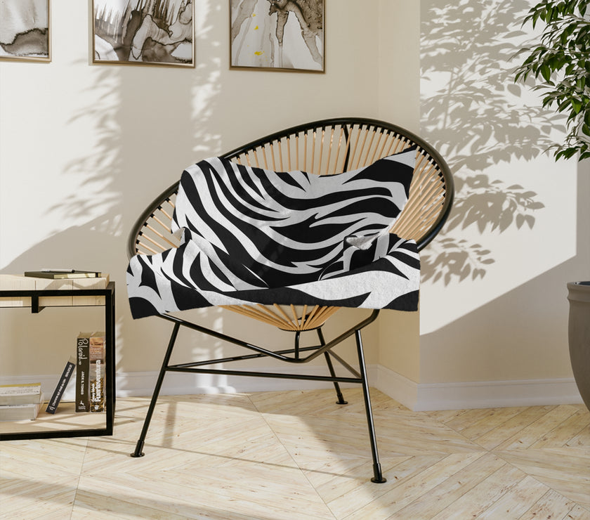 Black and White | Zebra Lines Velveteen Microfiber Blanket