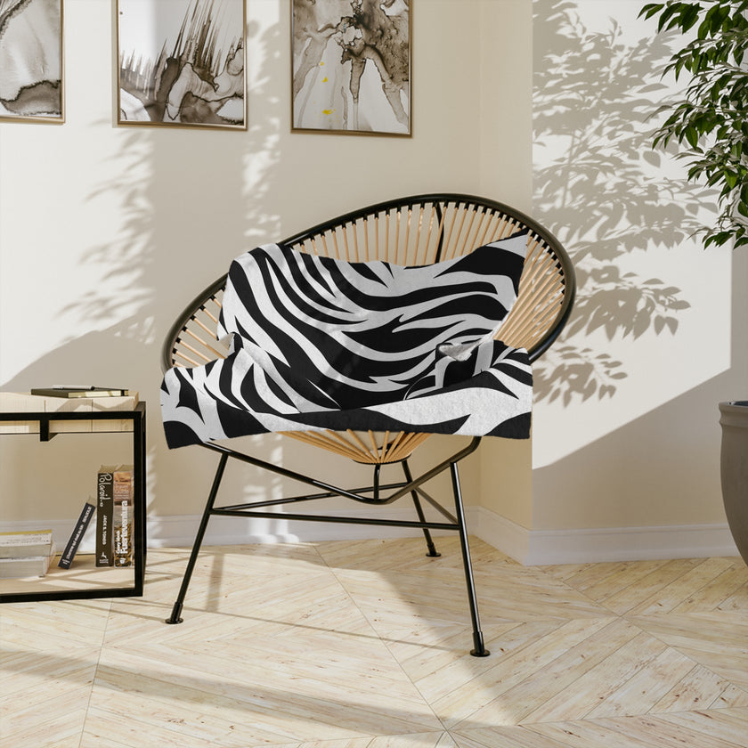 Black and White | Zebra Lines Velveteen Microfiber Blanket