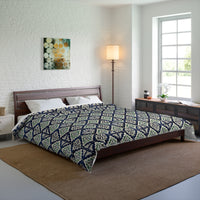 Navy Blue Patterned Comforter, Cozy Bedding for Home Decor, Stylish Bedroom Upgrade, Perfect for Fall and Winter