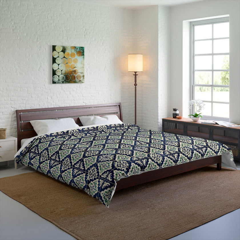 Navy Blue Patterned Comforter, Cozy Bedding for Home Decor, Stylish Bedroom Upgrade, Perfect for Fall and Winter