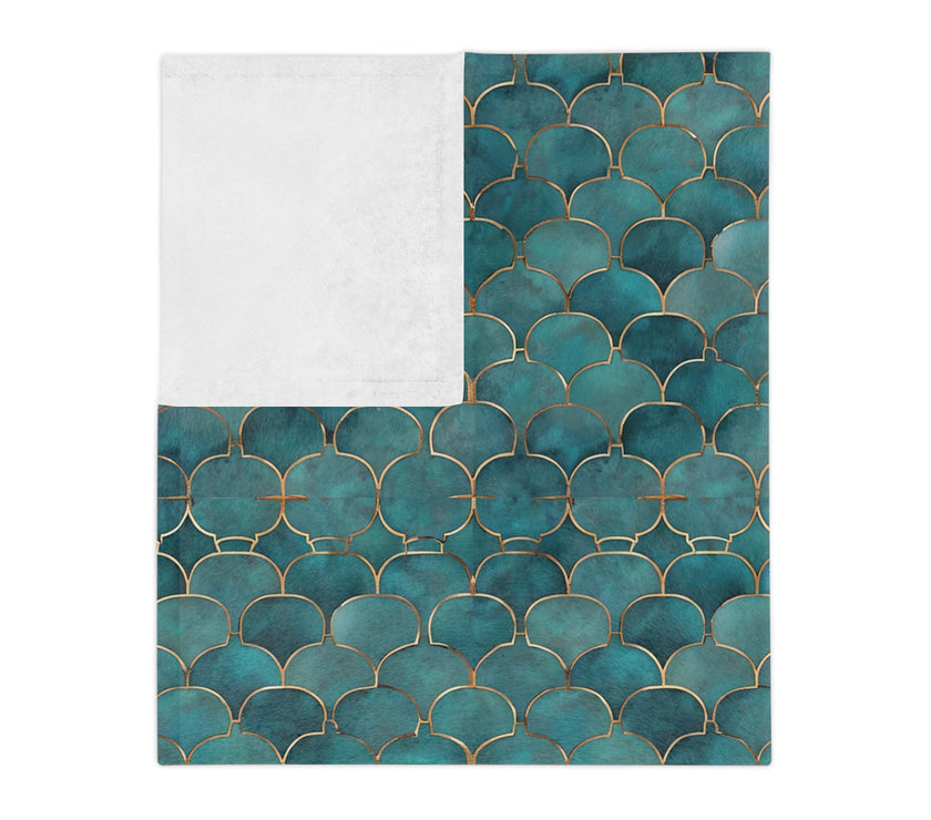 Blue Green Velveteen Microfiber Blanket