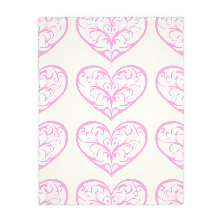 Blanket, soft, cozy, pink heart design, gift for her, home decor, Valentine's Day gift, dorm essential