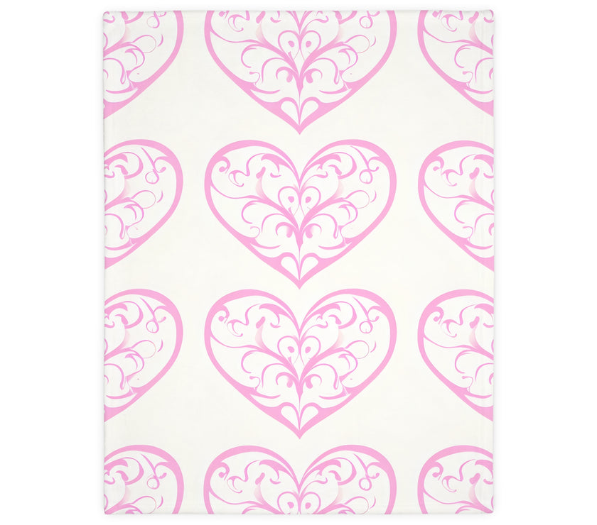Blanket, soft, cozy, pink heart design, gift for her, home decor, Valentine's Day gift, dorm essential