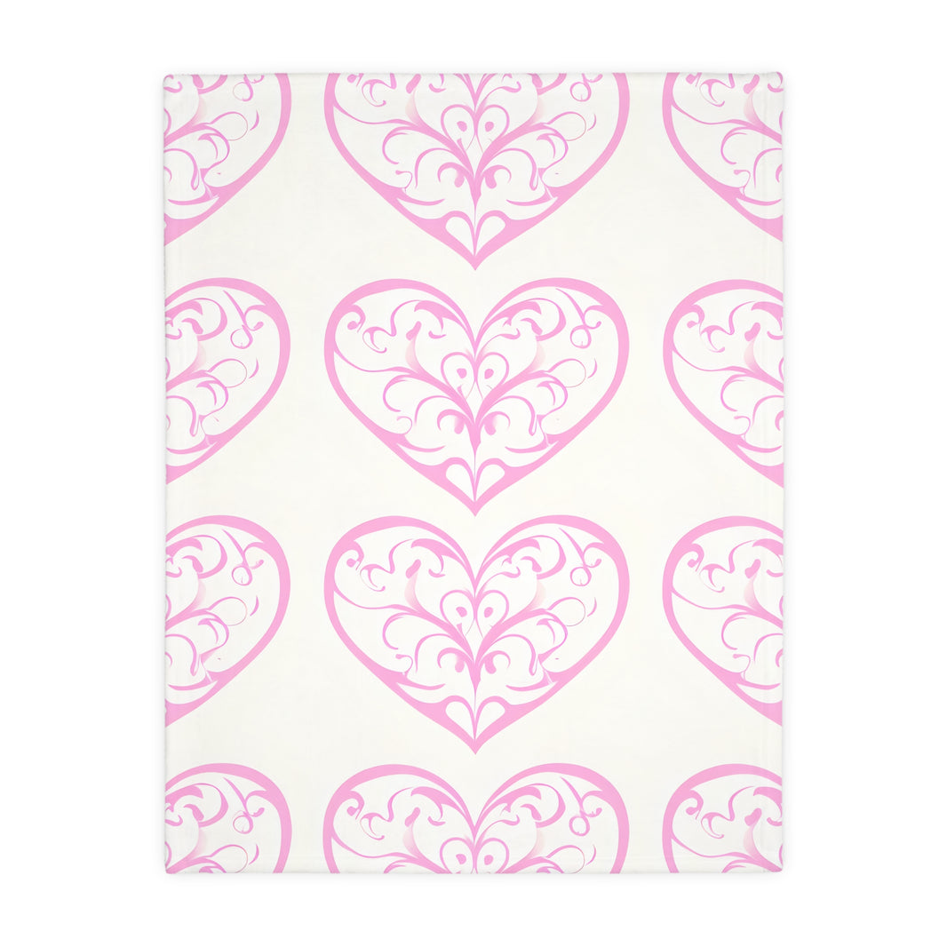 Blanket, soft, cozy, pink heart design, gift for her, home decor, Valentine's Day gift, dorm essential