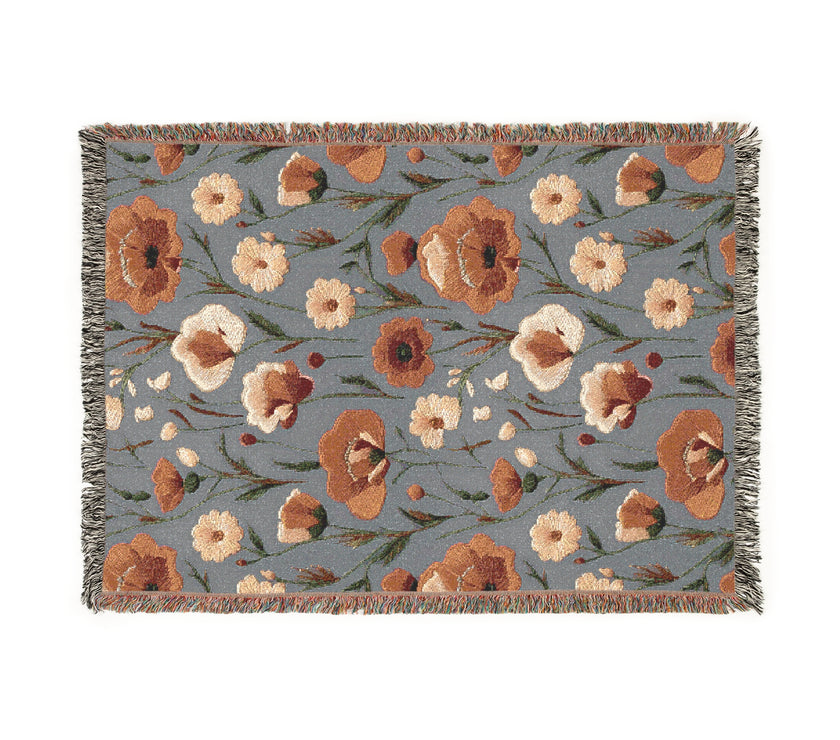 Cozy Floral Woven Blanket - Warm Throws for Home Decor, Gifts for Her, Couch Blanket, Bedspread, Blankets for All Occasions