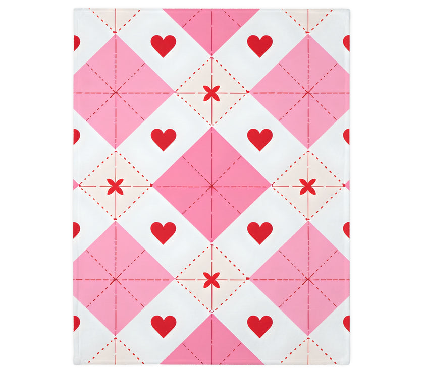 Romantic Heart Velveteen Microfiber Blanket (Two-sided print)