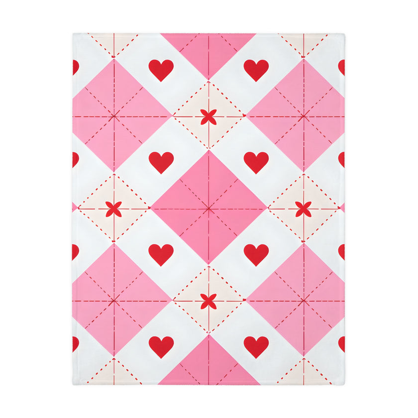 Romantic Heart Velveteen Microfiber Blanket (Two-sided print)