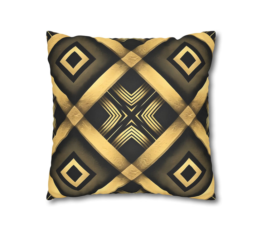 Gold & Black Faux Suede Square Pillowcase