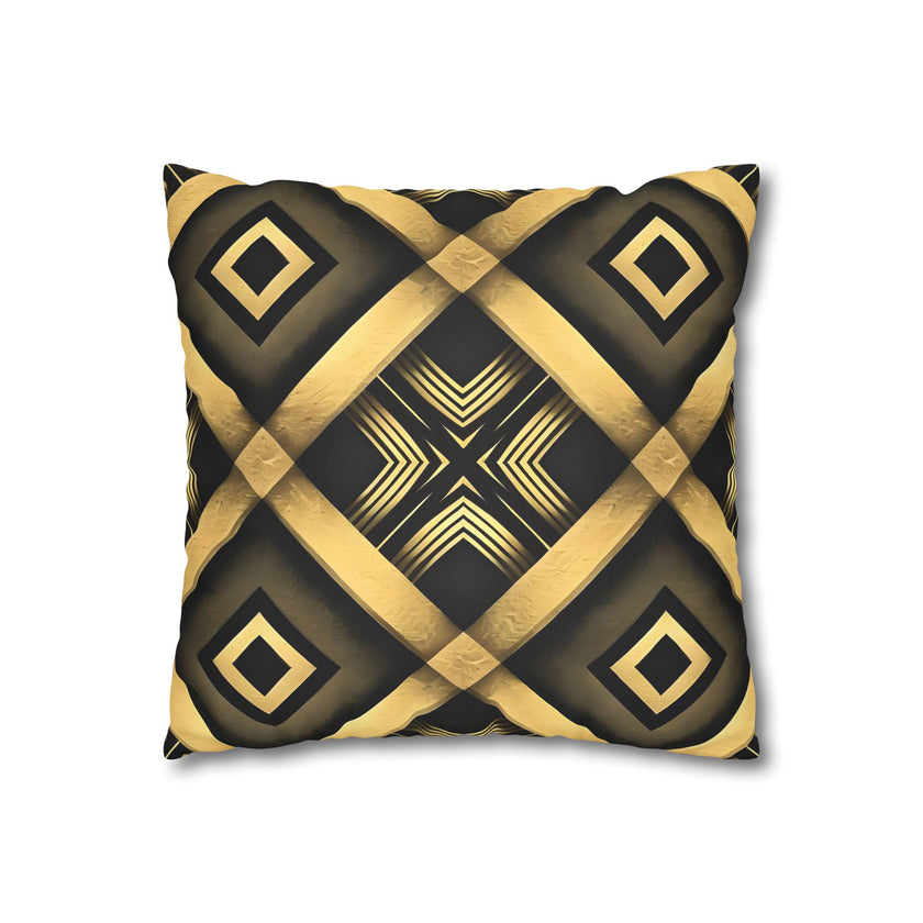 Gold & Black Faux Suede Square Pillowcase