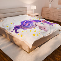 Purple Unicorn Velveteen Plush Blanket